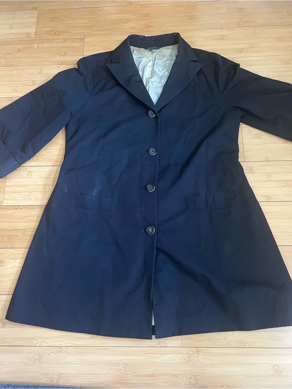 Brooks Brothers Women Navy Blue Single Breasted Car Coat Jacket Size 14 Lined